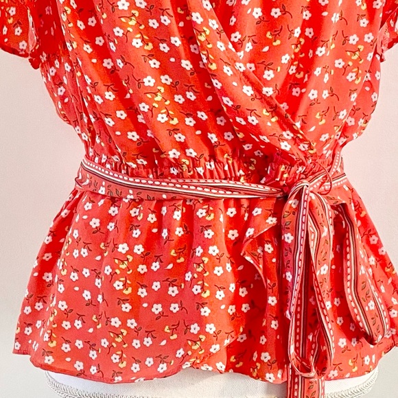 NWT Max Studio Ballet Floral Wrap Blouse - Picture 6 of 11